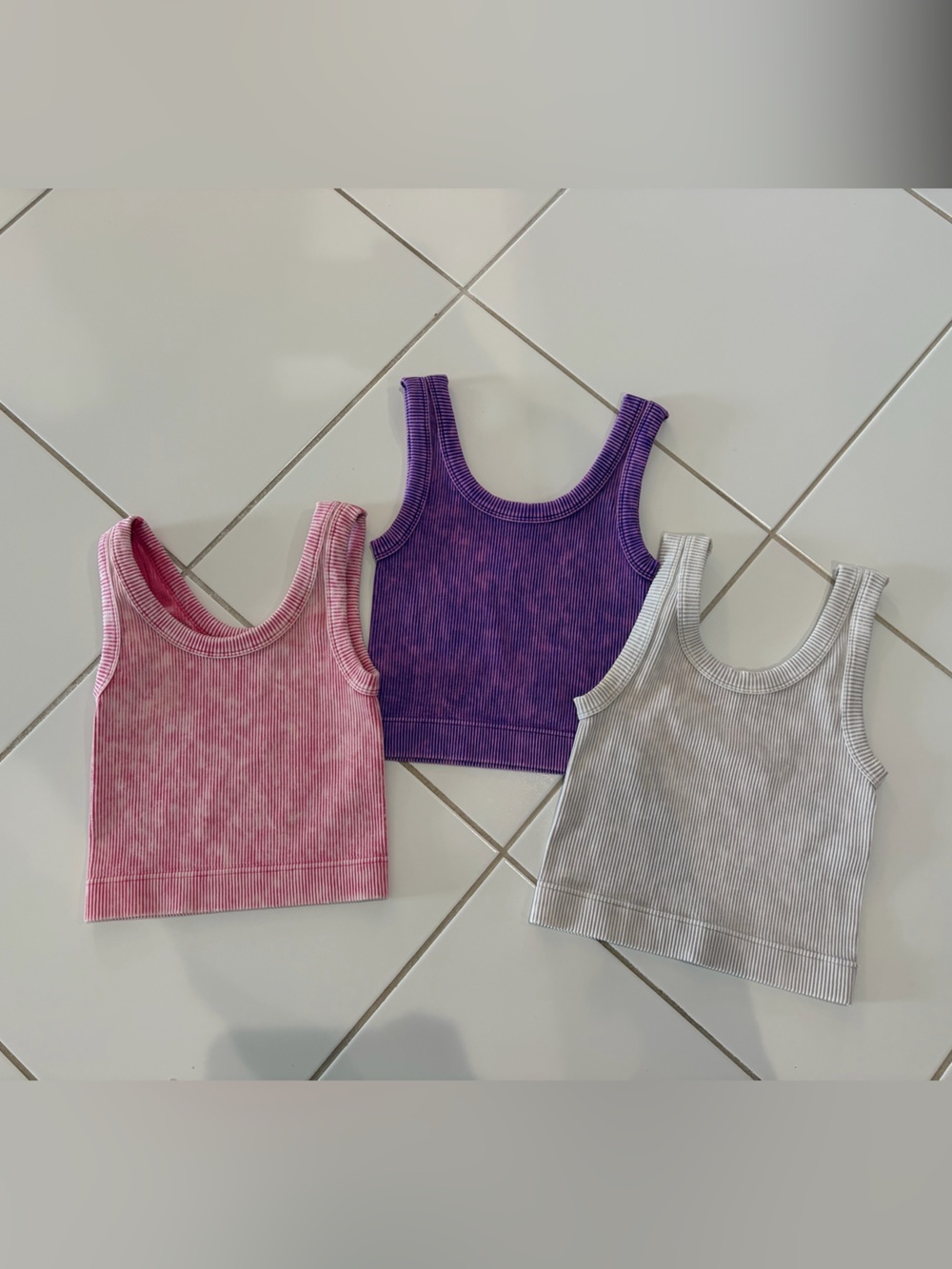 Zelana  Pink Ribbed Crop Tank Top - 4 Pack